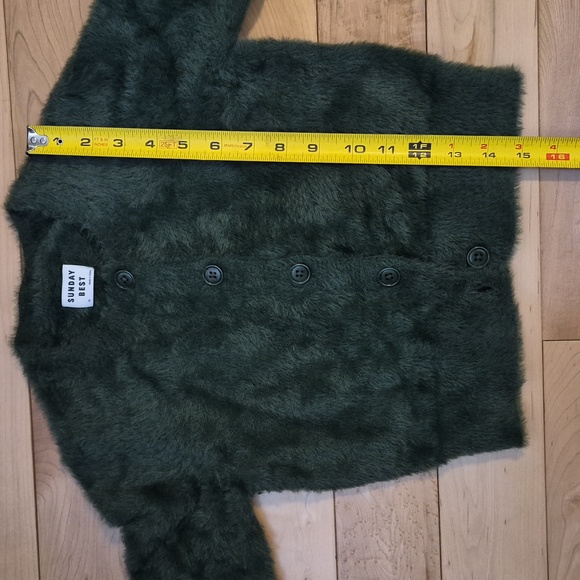 Sunday Best Women's Size XS Forest Green Fuzzy Cardigan - Picture 4 of 6